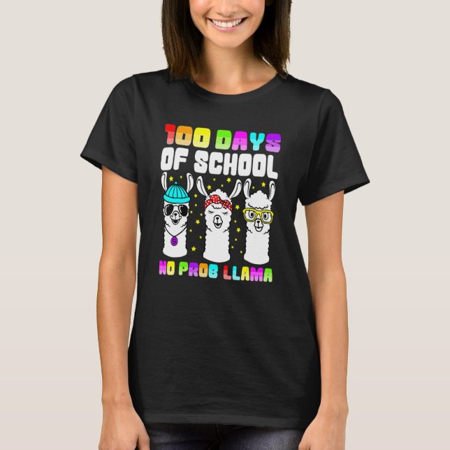 100 Days Of School Shirt No Probllama Llama 100th  (Front)