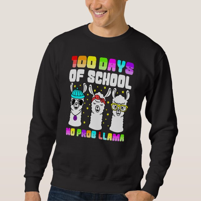 100 Days Of School Shirt No Probllama Llama 100th  (Front)