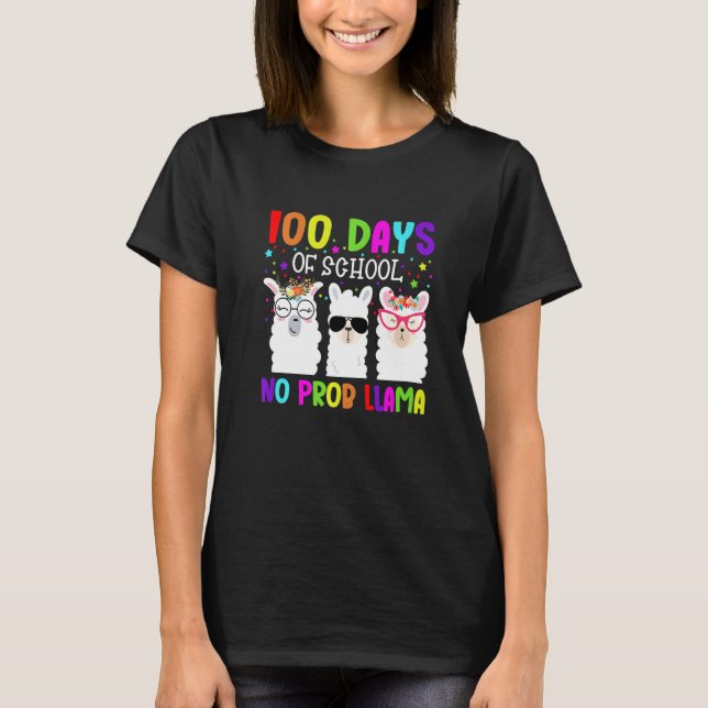 100 Days of School Shirt No Probllama Llama Teache (Front)