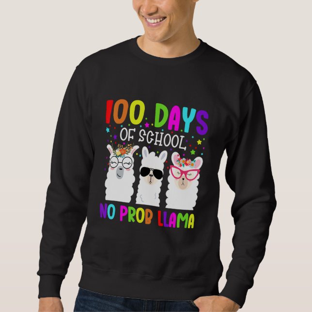 100 Days of School Shirt No Probllama Llama Teache (Front)