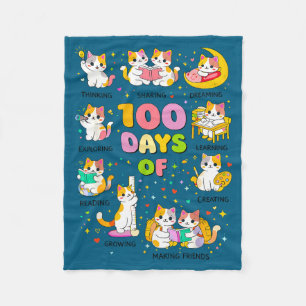 100 days of school smarter cute cats kitten fleece blanket