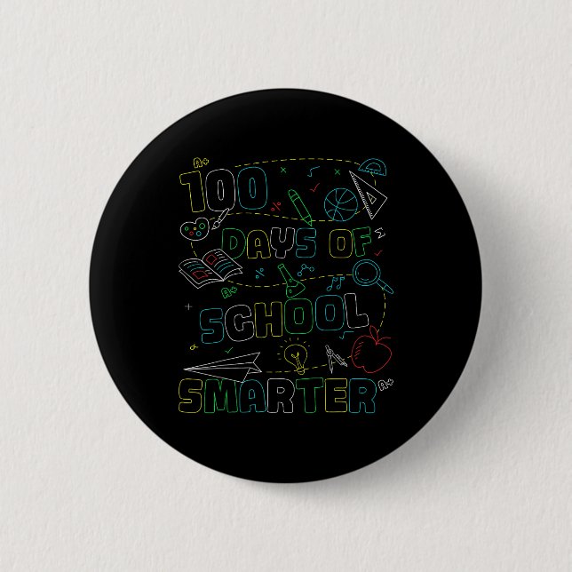 100 Days Of School Smarter Happy 100th Days Of Button (Front)