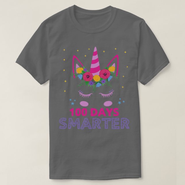 100 Days Of School Smarterunicorn illustration T-Shirt (Design Front)