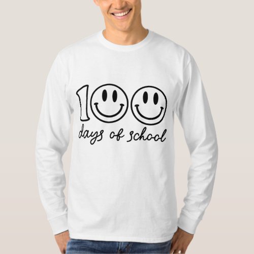 100 Days Of School Smile Face Teacher Student Happ T_Shirt
