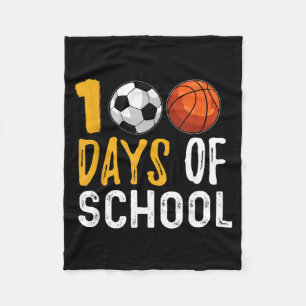 100 Days Of School Soccer Basball Fleece Blanket