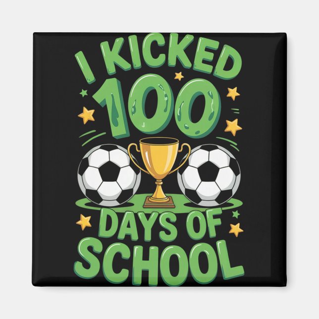 100 Days Of School Soccer Illustration  Magnet (Front)