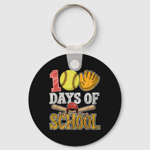 100 Days Of School Softball Funny 100th Day Sport Keychain