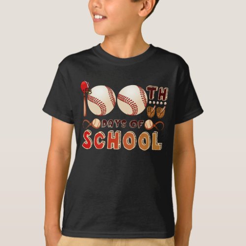 100 Days of School Softball Teacher Kids 100th Day T_Shirt