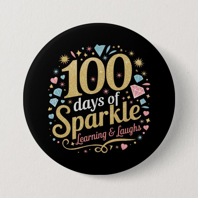 100 Days of School Sparkle Learning and Laughs Button (Front)
