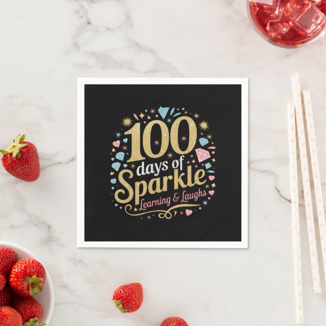 100 Days of School Sparkle Learning and Laughs Napkins (Insitu)