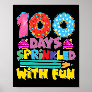 100 Days Of School Sprinkled With Fun Cute Cupcake Poster