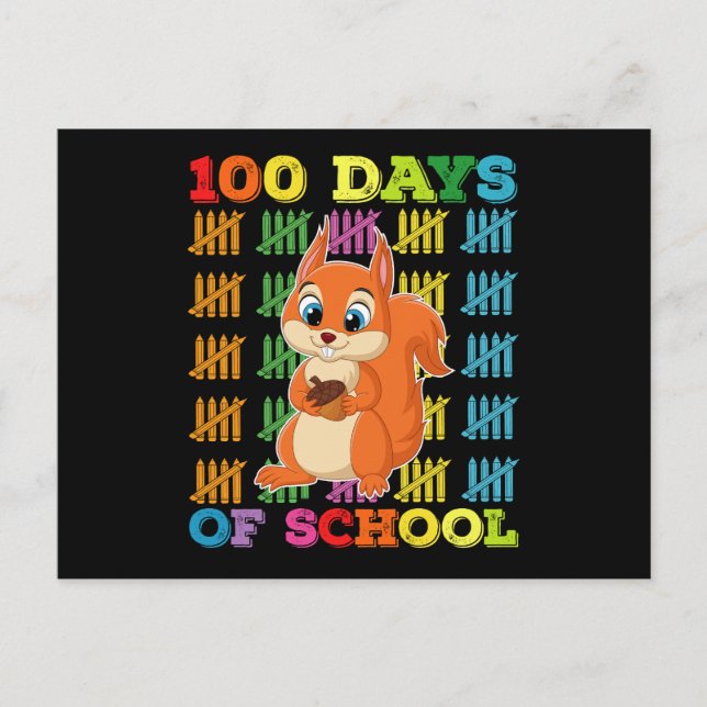 100 Days Of School Squirrel Teacher Postcard (Front)