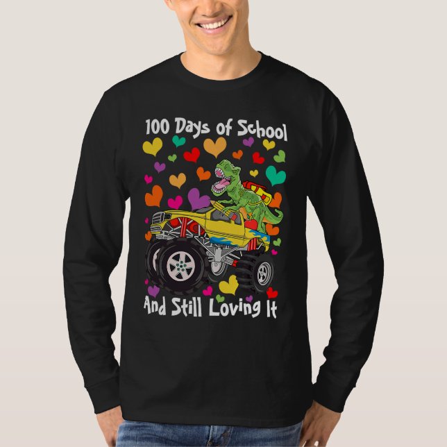100 Days of School & Still Loving It Dinosaur Mons T-Shirt (Front)