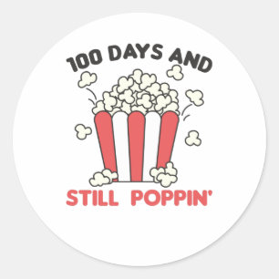 100 Days Of School Still Poppin Teacher And Pupil Classic Round Sticker