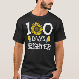 100 Days Of School Sunflower Brighter Teacher Stud T-Shirt