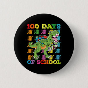 100 Days Of School T Rex Dinosaur Teacher Student Button