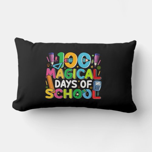 100 days of school t_shirt design 100 magical days lumbar pillow