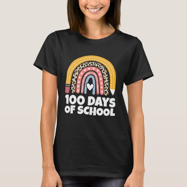 100 Days Of School Teach Motivate Inspire Girls Bo T-Shirt (Front)