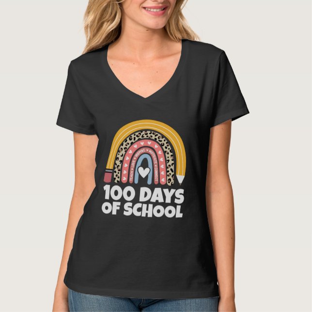 100 Days Of School Teach Motivate Inspire Girls Bo T-Shirt (Front)