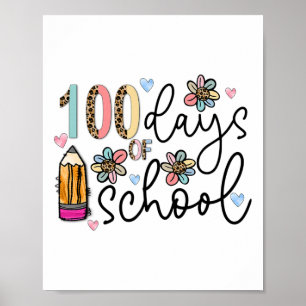 100 Days Of School Teacher 100th Day Of School Ret Poster