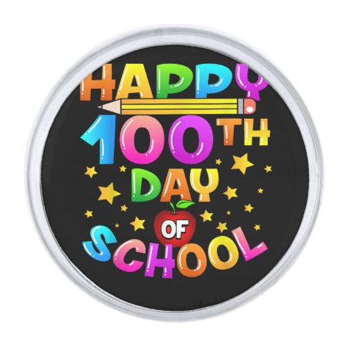 100 Days of School Teacher 100th Day of School  Silver Finish Lapel Pin