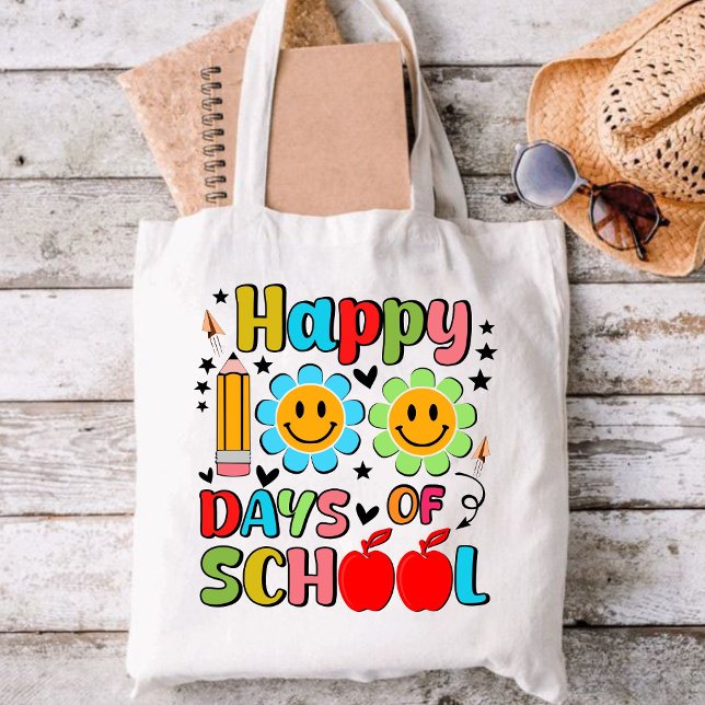 100 days of school. teacher appreciation .teacher tote bag (happy 100 days of school tote bags, teacher gift, teacher appreciation tote bag)