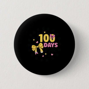 100 Days Of School Teacher Coquette Bow 100th Day Button