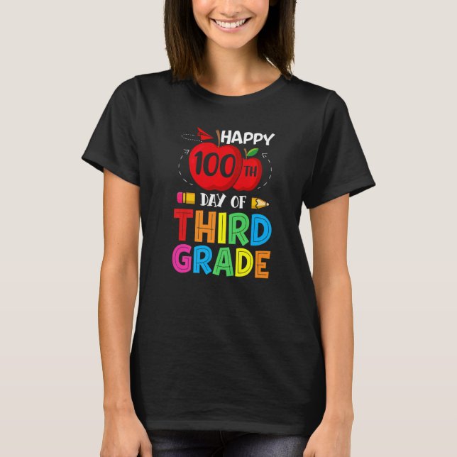 100 Days of School Teacher Girls Boys Third Grade  T-Shirt (Front)