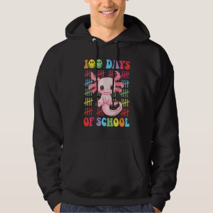 100 Days of School Teacher Happy 100 Days Axolotl Hoodie