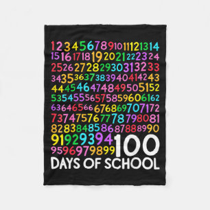 100 Days Of School Teacher Kids 100th Day Math Num Fleece Blanket