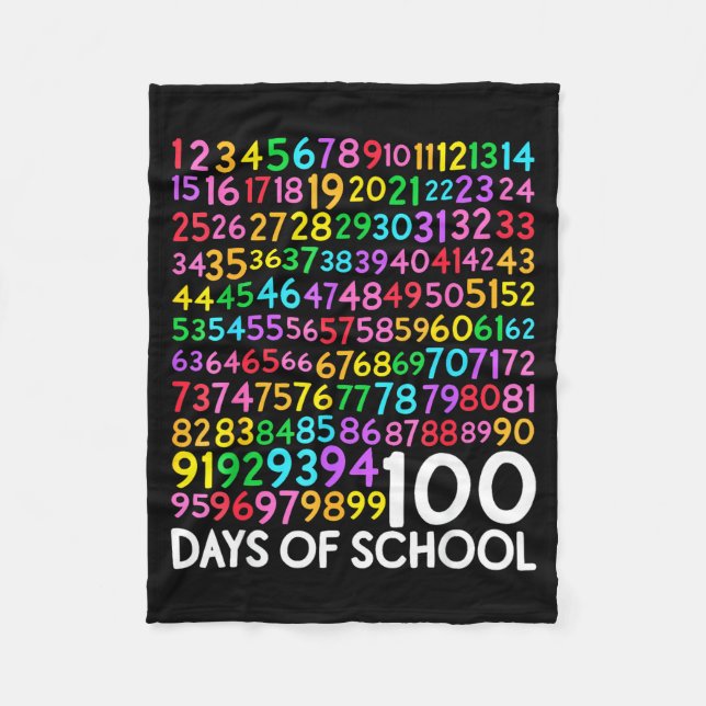 100 Days Of School Teacher Kids 100th Day Math Num Fleece Blanket (Front)