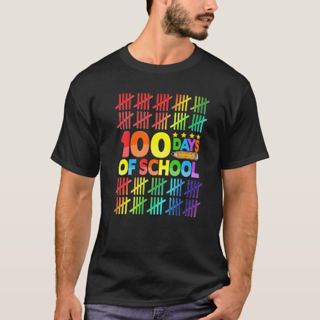 100 Days Of School Teacher Kids Happy 100th Day Of T-Shirt (Front)