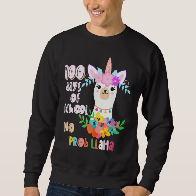 100 Days Of School Teacher Llama Unicorn Girls Wom Sweatshirt (Front)