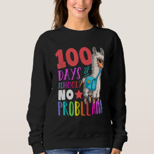 100 Days Of School Teacher No Probllama Llama Cute Sweatshirt