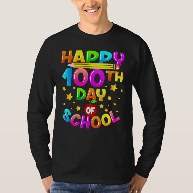 100 Days Of School Teacher Student Happy 100th Day T-Shirt (Front)