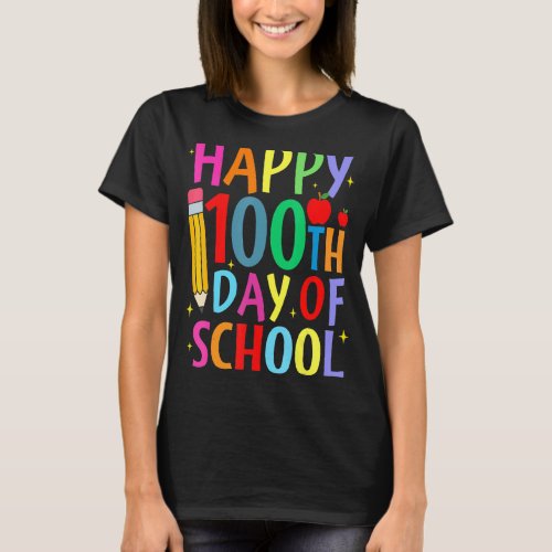 100 Days Of School Teacher Student Kids Happy 100t T_Shirt