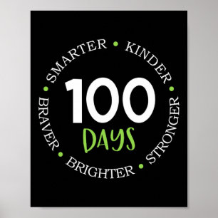 100 Days of School Teacher Team Kids Growth Minds Poster