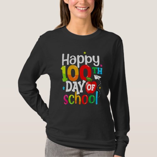 100 Days of School Teachers Kids Girls Boys Happy  T_Shirt