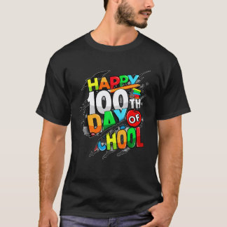 100 Days of School Teachers Kids Girls Boys Happy T-Shirt