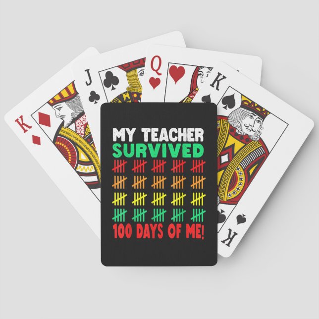 100 Days of School Tee Kids 100th Day of School Co Poker Cards (Back)