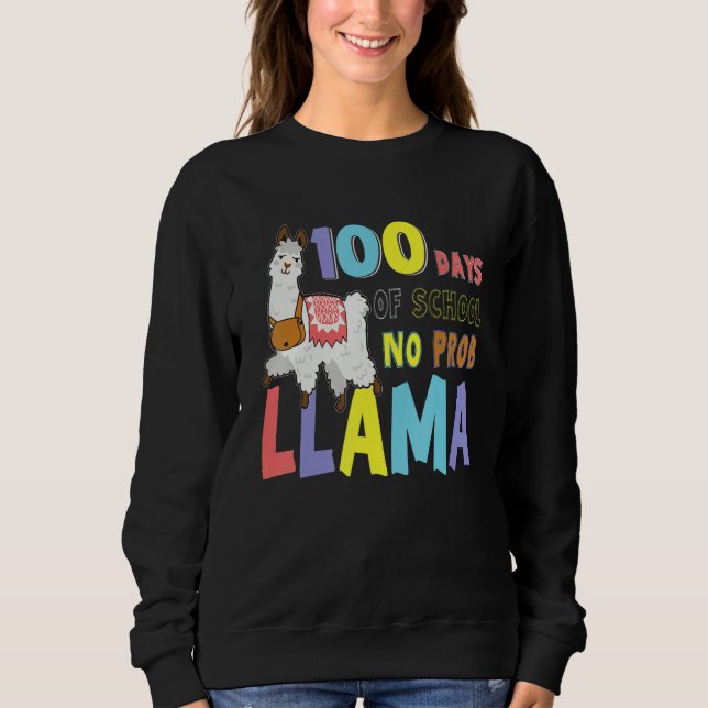 100 Days of School Tees No Probllama Llama 100th d (Front)
