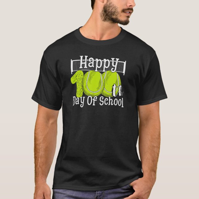 100 Days Of School Tennis Boys youth Happy 100th d T-Shirt (Front)