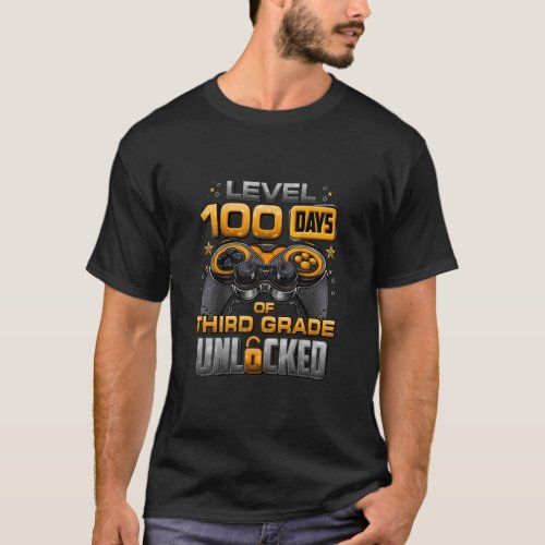 100 Days Of School Third Grade Level Unlocked Vide T_Shirt