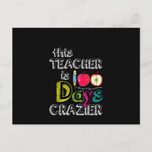 100 Days Of School This Teacher Is 100 Days Crazie Announcement Postcard