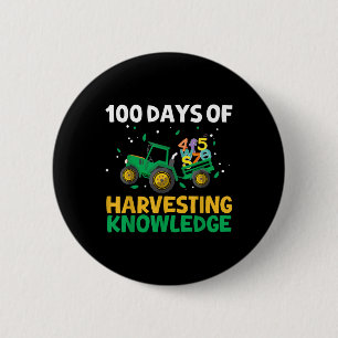 100 Days Of School Tractor Farming 100th Day Button