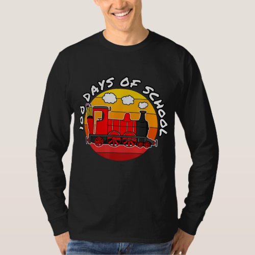 100 Days Of School Train Railroad Teacher T_Shirt