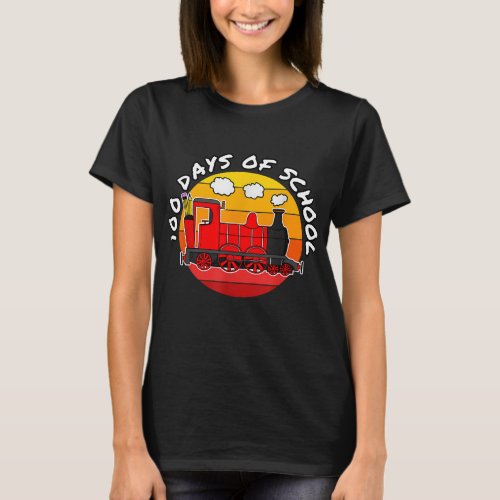 100 Days Of School Train Railroad Teacher T_Shirt