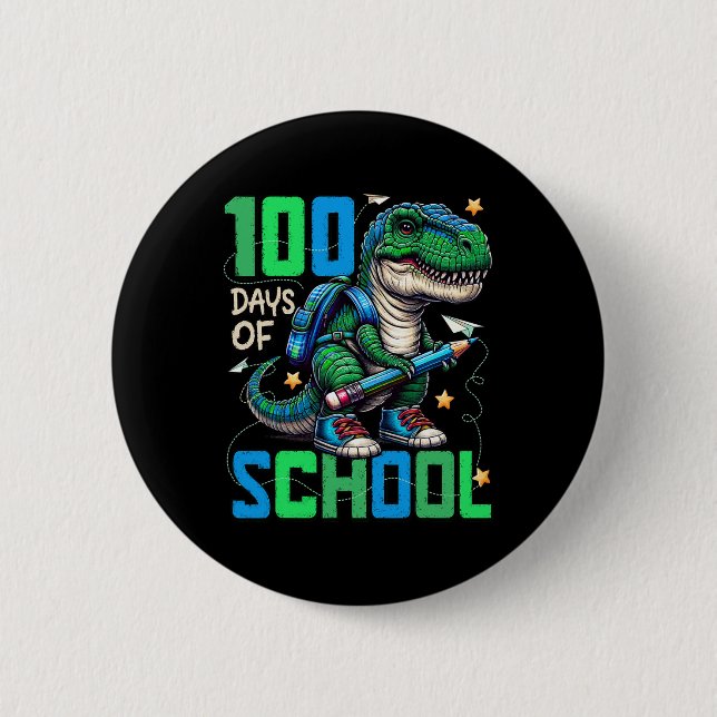 100 Days Of School Trex 100 Days Smarter 100th Day Button (Front)