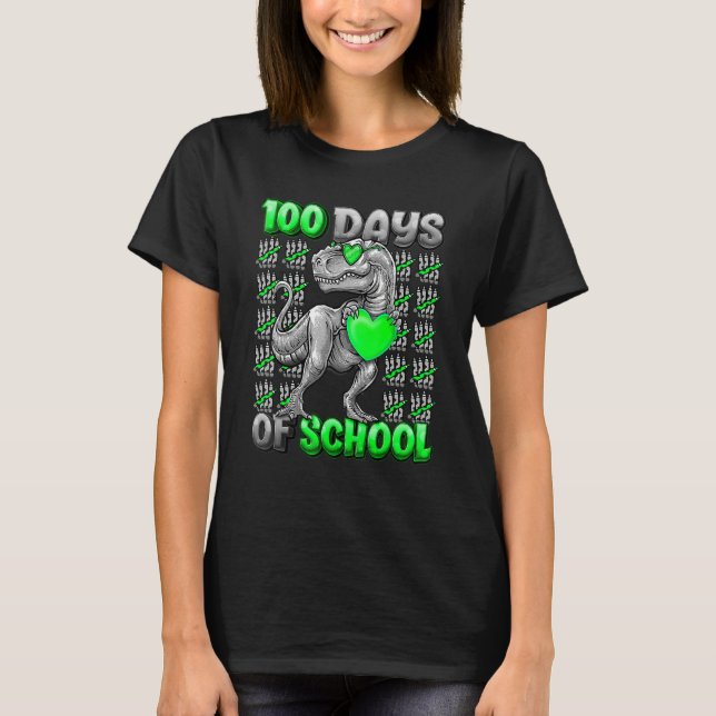 100 Days Of School Trex 100 Days Smarter 100th Day T-Shirt (Front)