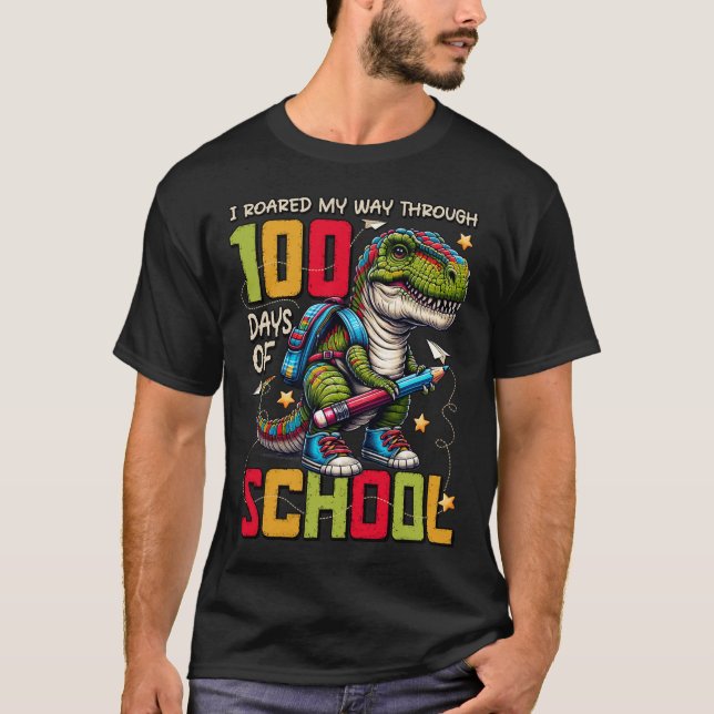 100 Days Of School Trex 100 Days Smarter 100th Day T-Shirt (Front)